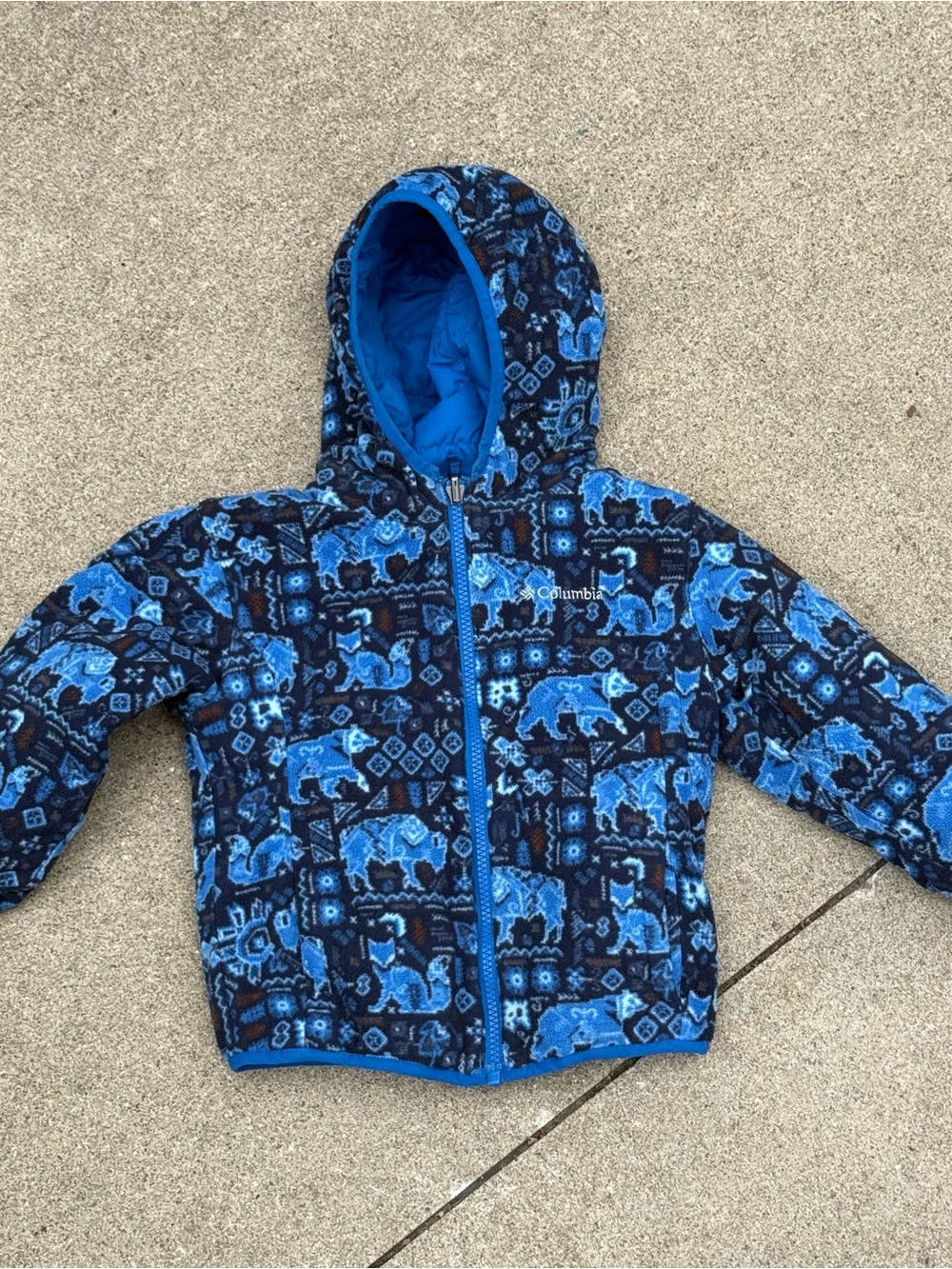 Columbia Kids Blue Patterned Hooded Puffer Jacket